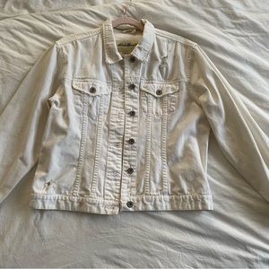 Distressed White Denim Jacket